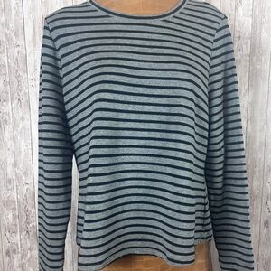 Cabi Gray Black Striped Jersey Pivot Tee Size Large